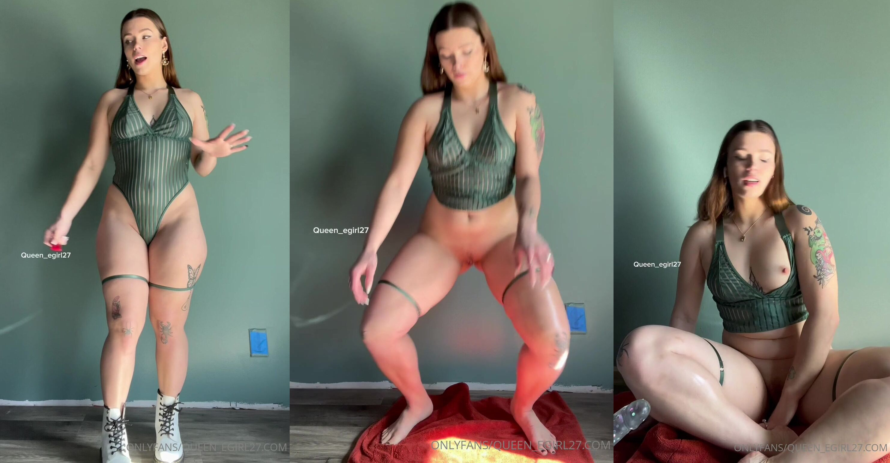 Queen Egirl Rides Dildo With Her Bouncy Oiled Ass